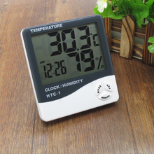 High-accuracy LCD Digital Thermometer Hygrometer Electronic Temperature Humidity Meter HTC-2 Clock Household Indoor Outdoor Used
