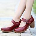 2017 Spring Autumn Shoes Woman 100 Genuine Leather Women Pumps Lady Leather Round Toe Platform Shallow