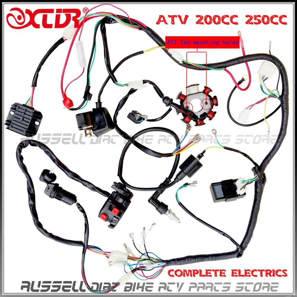 COMPLETE ELECTRICS, ATV QUAD 200cc 250cc ,ignition coil,cdi engine stator harness WIRING HARNESS Zongshen Lifan Ducar