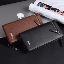 Baellerry Brand New Men Wallet Fashion Black Mens Long Wallet Leather Genuine Zipper Coin Purse Wallet