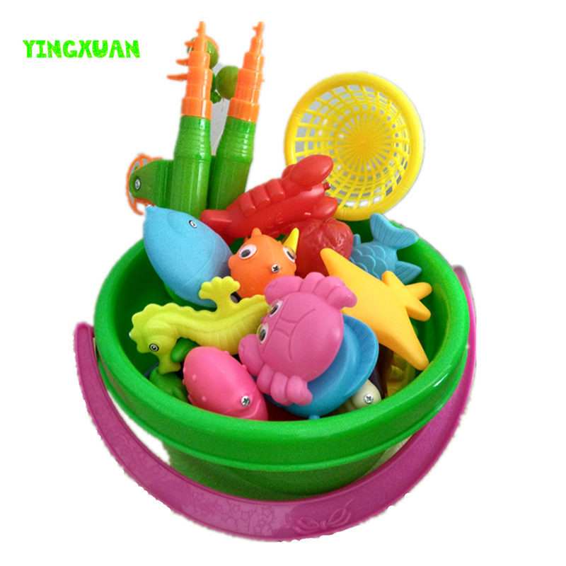 35pcs/set Plastic Magnetic Fishing Game Toys Set 2 Poles 2 Nets 1 Bucket 30 Magnet Fish Indoor Outdoor Fun 3-6 years Baby