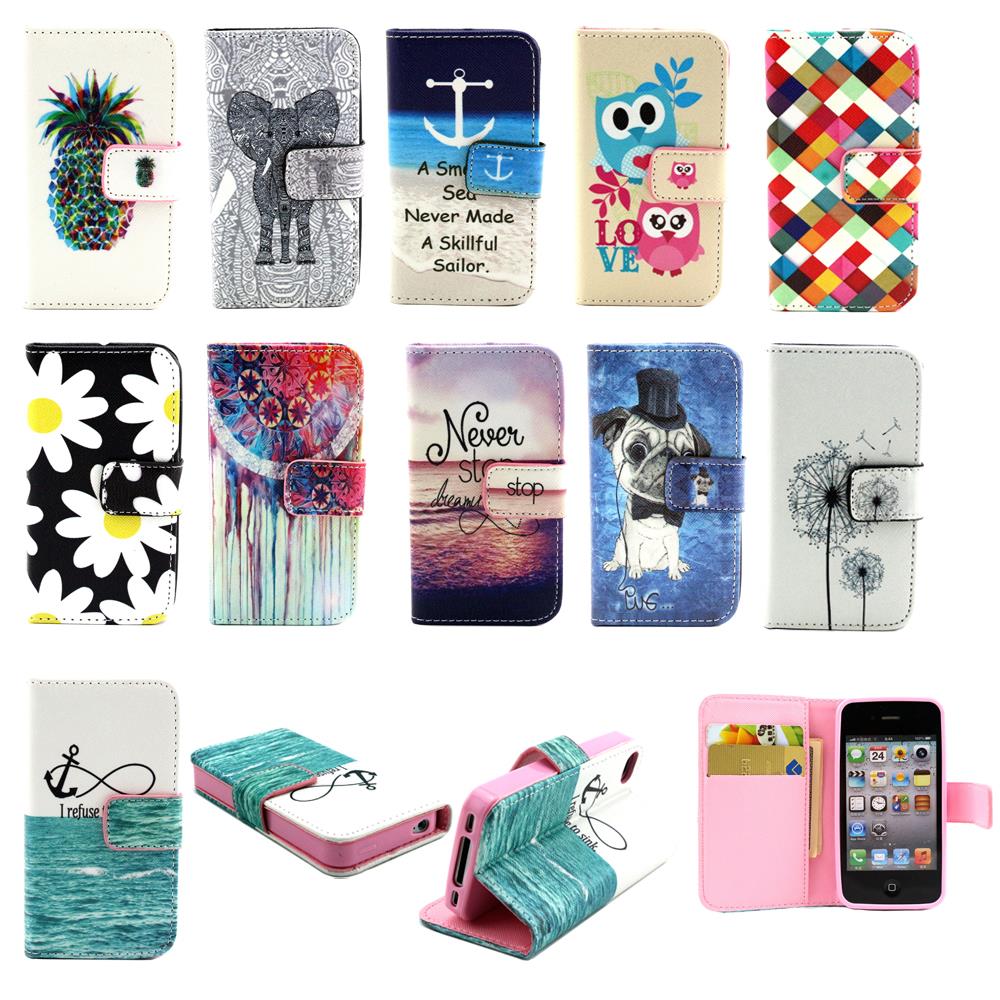 For Apple iPhone 4 4s iPhone4S Wallet Case Cute font b Chequer b font Daisy Luxury