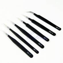 6pcs Safe Anti-static Tweezers Maintenance Tools ESD10-15 Eyebrow Makeup Tools & Accessories Free Shipping