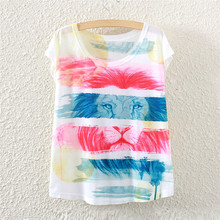 2016 summer style color of the lion fashion women short sleeve T-shirt printing loose women tees tops female t shirt clothing