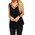 Casual Women V Neck Vest Summer Chiffon Sleeveless Tank Top blusas feminina blusas feminina Cheapest
