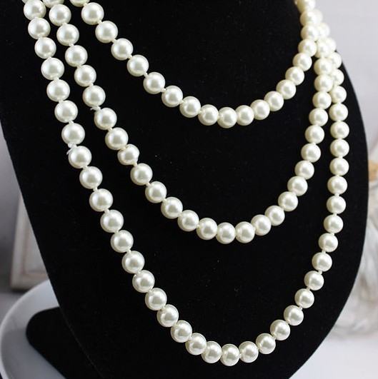 2015 Free shipping New Design Simulated Round Pearl Chain Necklace For Women Bridal Jewelry Wedding Gifts