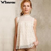 Women full lace t shirt bohemian white lace tops stand collar hollow out crotch lace tops casual t-shirts ST2264