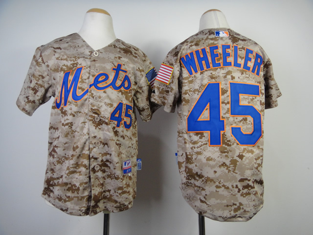 Cheap youth/kids New York Mets Jersey 45 Zack Wheeler cool base Camo kids Baseball Jersey ...