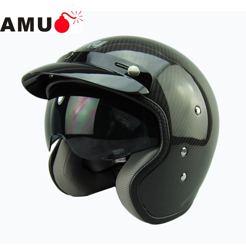 AMU half helmet Carbon fiber helmets retro helmet Motorcycle moto vintage casque jet scooter
