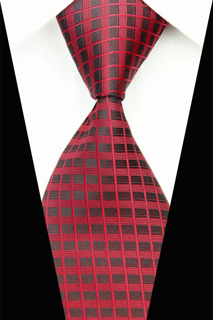 NT0553 Black Red Stripes New Classic Silk Polyester Man s Jacquard Woven Necktie BusinessCasual Knitting Ties