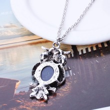 Hot Selling Vintage Silver Jewlery Owl Ellipse Crystal Pendant Necklace Clavicular Chain Wholesale Price For Lady