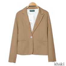 Fashion Jacket Women Suit Foldable Long Sleeves Lapel Coat Lined With Striped Single Button Vogue Jackets