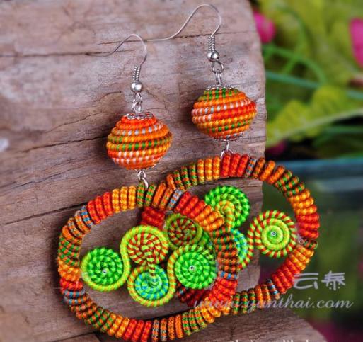Ethnic Style Coiling Individualizes Earrings Miao Silver Multiple Colors Earring Fashion Vintage Earring