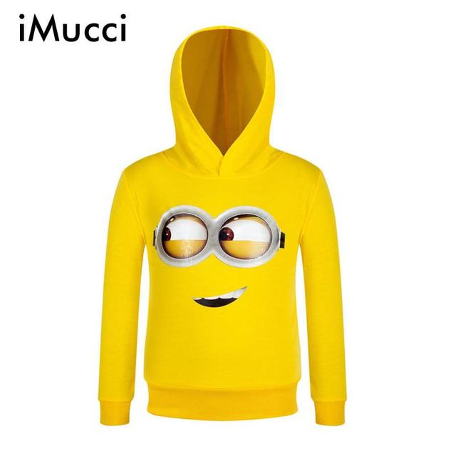 Мальчик С Длинным Рукавом Мультфильм С Капюшоном Sweatershirt Дети Миньонов Толстовки С Caps Дети Мальчик Одежда Желтая Футболка