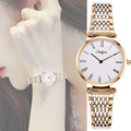 Elegant Ladies Dress Watches Quartz Analog Movement Silver Gold Stainless Steel Strap Wrist Watches For Women