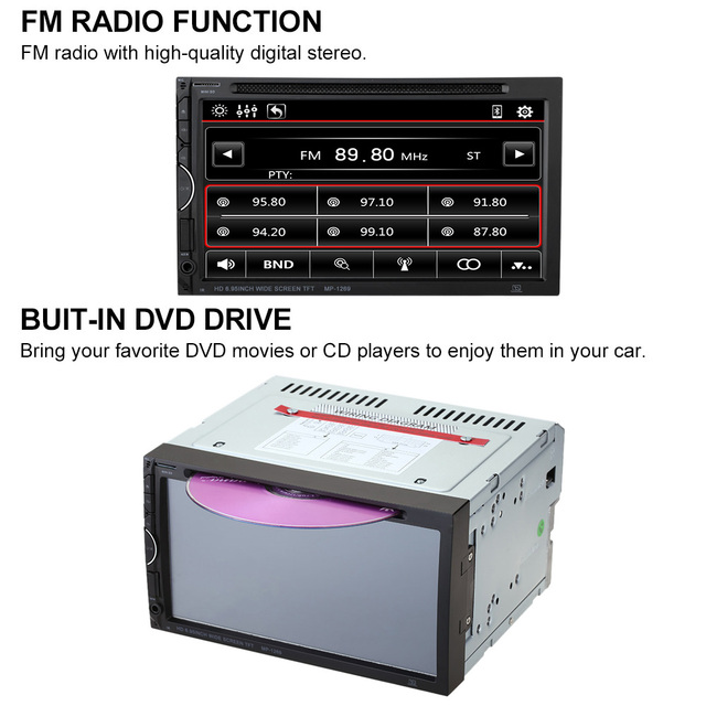 KKmoon 7 Дюймов Универсальный 2 Din Автомобильный DVD/USB/SD Игрока HD Красивый ИНТЕРФЕЙС Мультимедиа Bluetooth Радио Развлечения