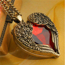 x305  Palace retro red  imitation jewelry peach heart  long necklace Heart sweater chain