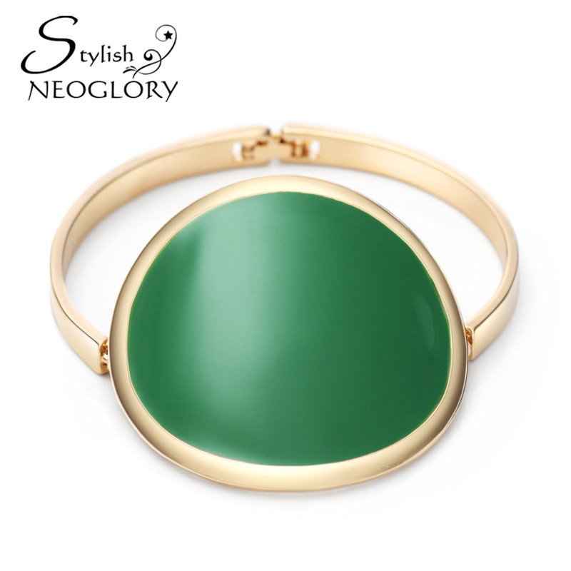Neoglory Stylish Brazil Enamel 14K Gold Plated Charm Round Bangles & Bracelets Wholesale New ...