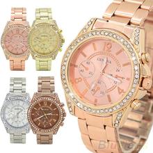 Women s Fashion Geneva Bling Crystal Stainless Steel Analog Quartz Wrist Watch 2DLT