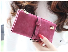 2015 New Fashion Women Wallet Matte Leather 7 Colors Clutch Wallets Ladies Long Clutches Two Fold