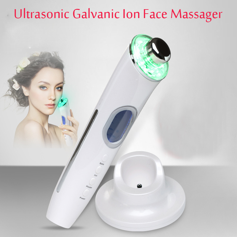 Фотография Rechargeable Galvanic SSpa High Frequency Ultrasonic Ion Led Photon Light Therapy Facial Beauty Massager Free Shipping
