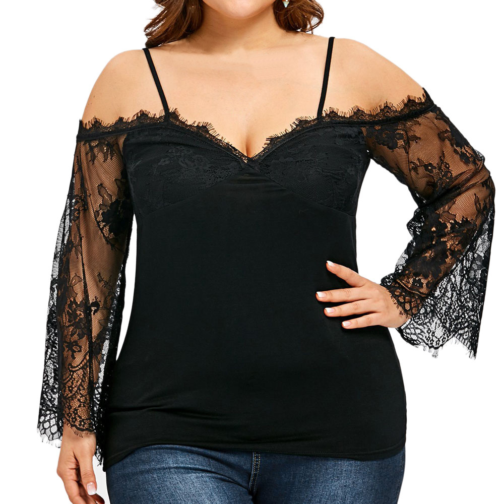 plus size lace off the shoulder top