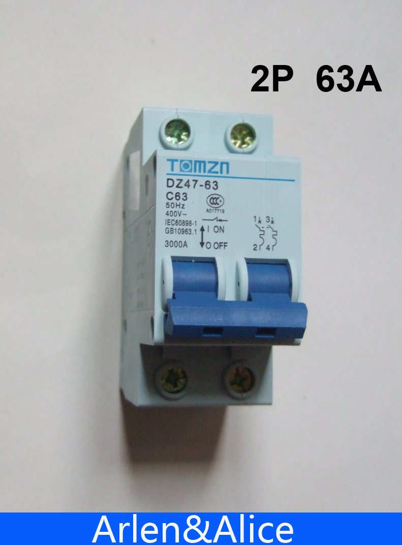 2P 63A 400V~  50HZ/60HZ Circuit breaker AC MCB safety breaker