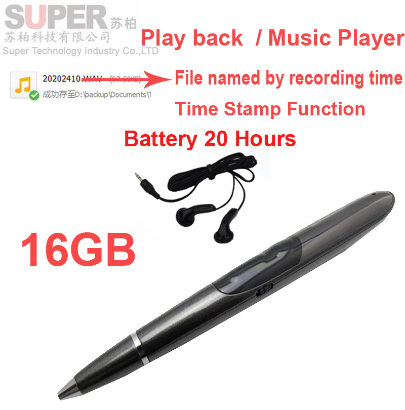 S1 16G music player pen MP3 player supprt voice recorder w/ time stamp