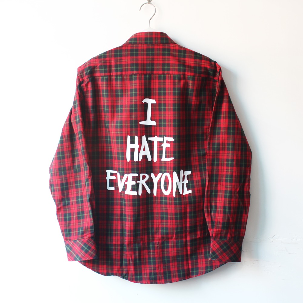 Men Women hip hop red font b Tartan b font Plaid top hba I Hate Everyone