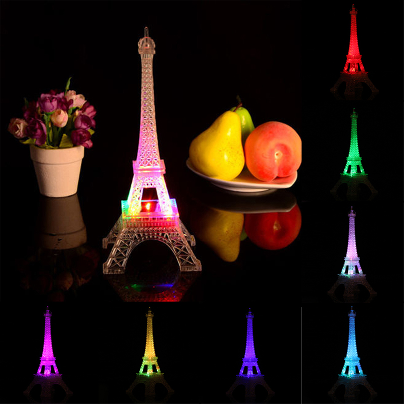 New arrival Romantic Eiffel Tower Desk Bedroom Night Light Decoration Table LED Lamp free shipping NVIE