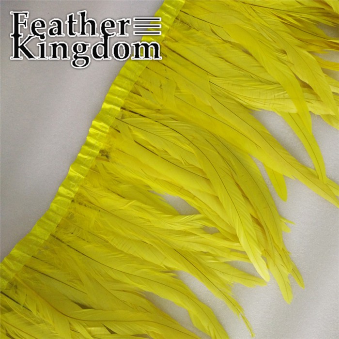 Yellow rooster tail feather trim