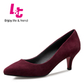 L T Classic design women pumps kid suede rubber spike high heels sapato feminino pointed toe