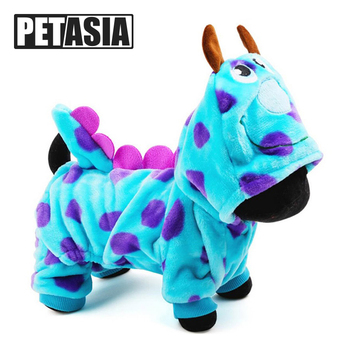 2019 High Quality Dog Pet Clothes Super Cute Party Dress up Dog Clothing Coat Dragon Small Medium  dog Blue Summer Winter Girl