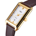 ONLYOU Wrist Watches for Men Women Calfskin Leather Strap Rectangle Quartz Watch Fashion Leisure Business Clock