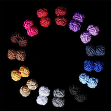 Classic Double Rope Ball Knot Shape Cuff Links Sleeve Shirts Button Cufflinks Upscale Handmade Rope Cufflinks for Mens 15 Colors
