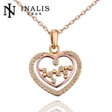 N576 New Band Women Necklace Heart 18K Gold Plated Austrian Crystal Pendant Necklace Jewlery Vintage Statement collar collier