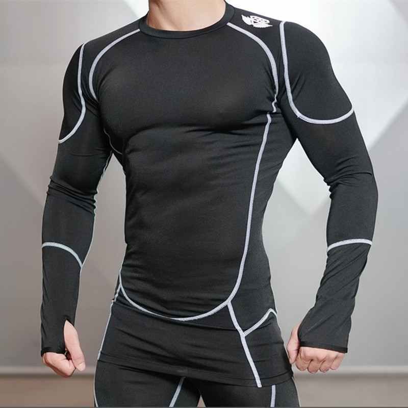 Compression T-Shirt Long Sleeve Men Deadpool Bodybuilding Fitness Rash Guard