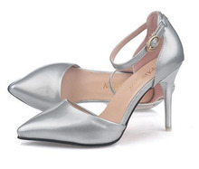 Women Pumps Pointy Toe Ankle Strap Womens High Heels white shoes Cocktail Party shoes Summer wedding