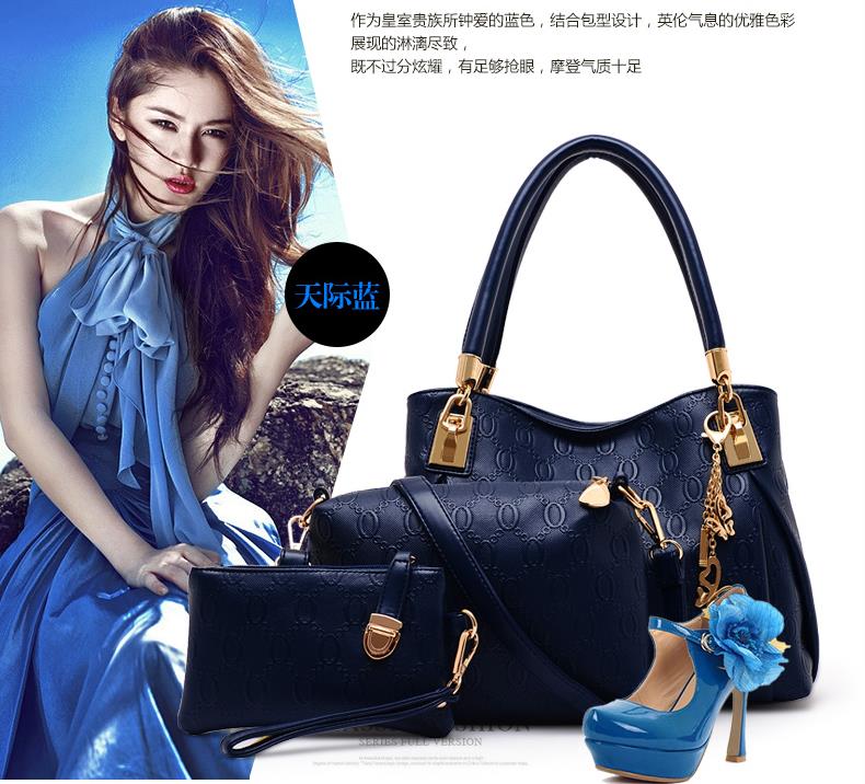2015 Fashion Brand 3 Sets Bags High-grade Pu Leather Handbag Women