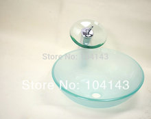 Popular Clear Round Single Hole Construction Real Estate Kitchen and  Bath Fixtures Sinks Vessel Basin Glass Faucet Set