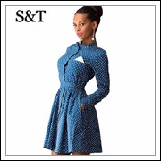 Vintage-Mini-Dresses-Sexy-Office-Long-Sleeve-Blue-Dot-Casual-Womens-Clothing-Plus-Size-Winter-Autumn
