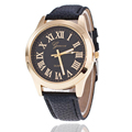 Genven Quartz Brand Luxury Lady Watches Women Gold Roman dial Fashion Female Wristwatches Leather Dress Ladies