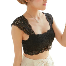 HOT 2016 New Women Sexy Lace Bralette Bra Bustier Crop Top Black Cropped Blusas Vest Halter Tank Tops Camisole haut femme