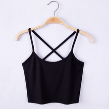 sexy women strap tank crop tops cotton sleeveless short vest camis 2015 summer new 6 candy