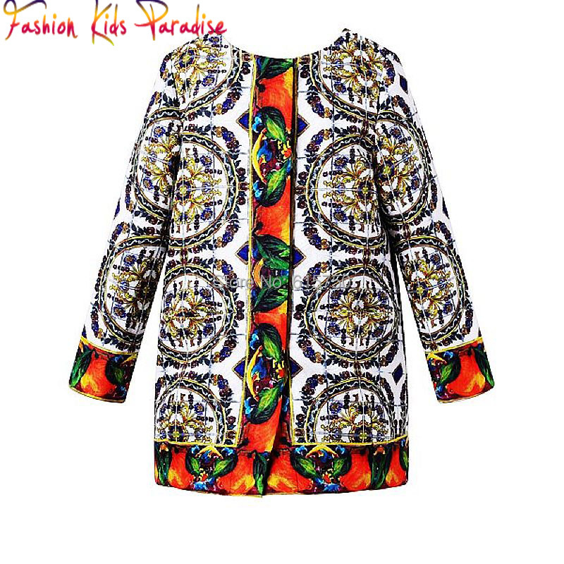 Pre-Sale 2014 autumn&winter new brand girls coat, designer children wheel print coat,Kids outerwear&coat, girls' jackets, 2-12Y