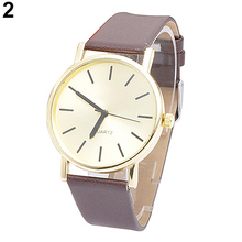 Mujeres hombres de moda de ginebra Faux Leather Band cuarzo analógico reloj de pulsera deportivo 2DIX