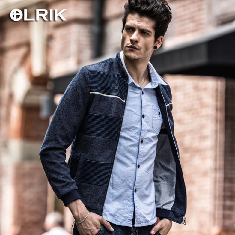 2014 Autumn Winter Spring New Style High Quality Fashion Popular Stripe Patchwork Slim Young Men Outdoor