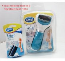 Scholl Velvet Smooth Diamond Set Electric Pedicure Foot File Care Tool Pedicura Skin Callus Remover+2 Replacement Rollers