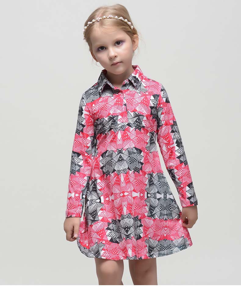 New 2015 autumn /spring children clothing girls polka dot dress long-sleeve kids girls princess dress