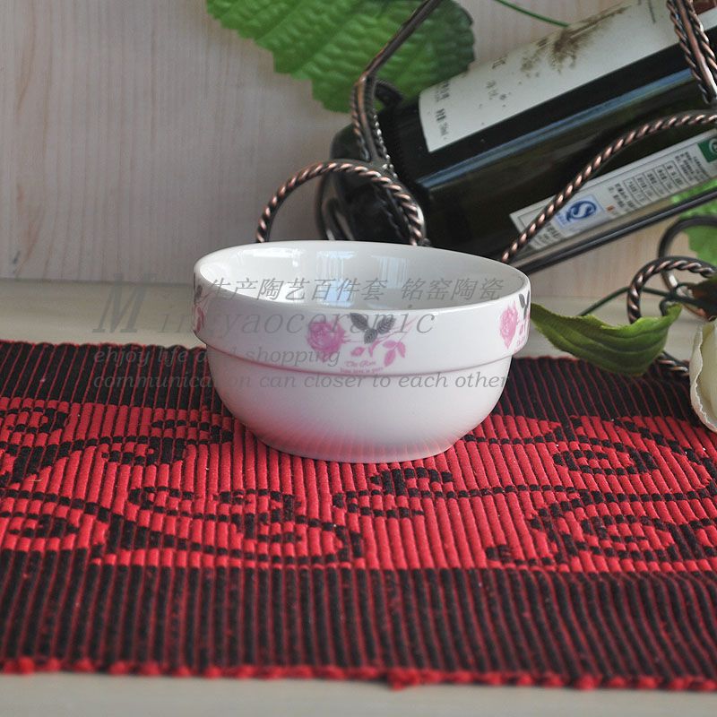 Ceramic 10 Set bowl simple European cup bone china wholesale 4.5 inch rice bowl soup 3710 #